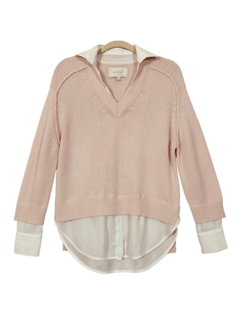 Brochu Walker The Layer Looker Cashmere Blend V Neck Sweater Paloma M - Picture 6 of 14